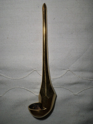Antigua Rara Cucharita De Opio Bronce Con Labrado Decorada 1