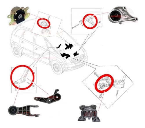 Soporte Motor Meriva 1.8 8v / Corsa 2 Kit Completo 1