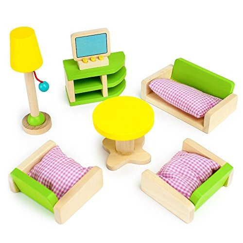 Juego De Muebles De Sala Para Muñecas Wooden Wonders 10 P 0
