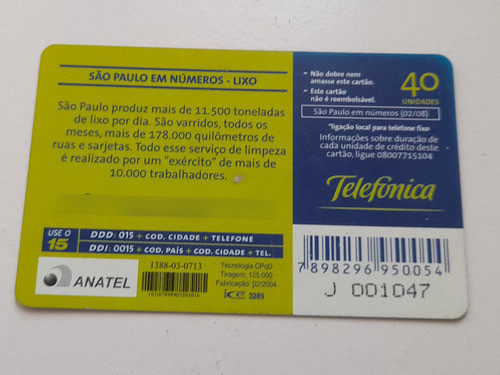 Cartão Telefônico Reciclagem Sao Paulo Em Números Lixo 1