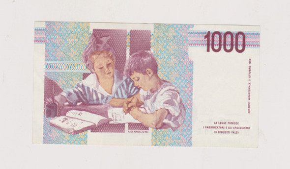 Billete Italia 1.000 Liras Año 1990 Sin Circular 1