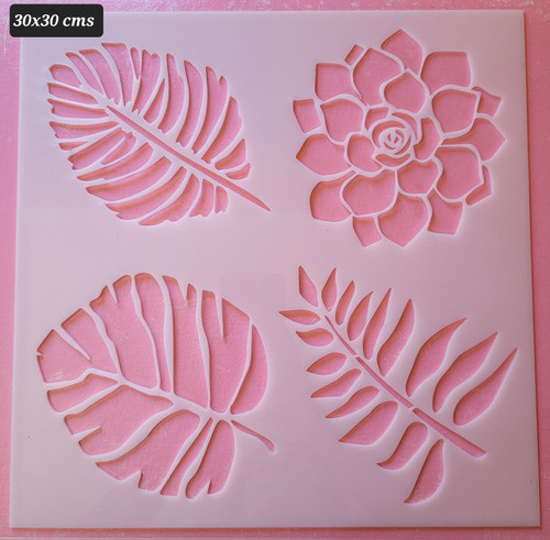 Stencil Plantilla 30x30 Hojas Flor 4 Diseños Pared Piso 0
