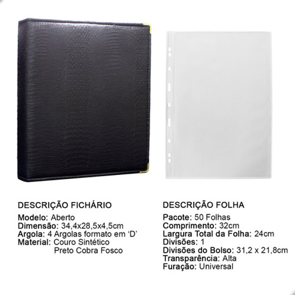 Fichário 50 Folhas Cédulas 1 Espaço 32x24 Cobra Fosco Gf 1