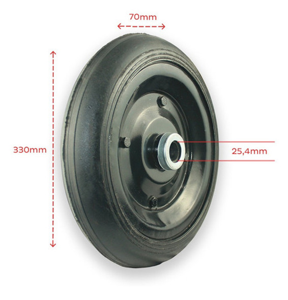 Roda Maciça Para Carrinho De Carga 3.30-8 Com Rolete 1 Pol 1