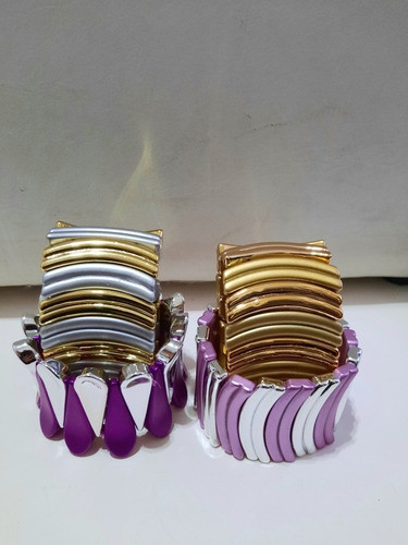 Kit X4 Brazaletes Pulseras Ajustables Modernas Colores 0