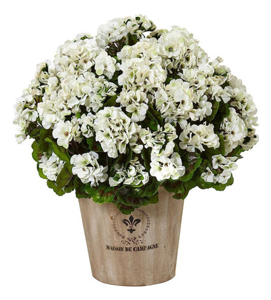 Planta Con Flores De Seda De Geranio Casi Natural 6998-wh N 0