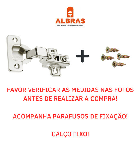 Kit 24 Dobradiça Armário Cozinha 35 Mm Curva + Parafusos 1