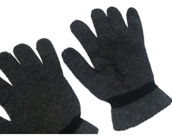 Guantes De Lana Unisex. Gris Con Negro 0