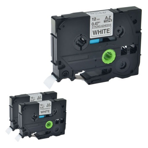 3pk Tze-s231 Extra Strenth Adhesivo Negro Sobre Cinta Blanca 0