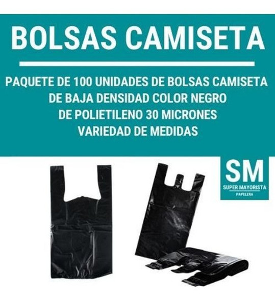 Bolsas Camiseta Negra 30x40 Baja Densidad Pack X100 U 1
