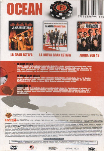 Ocean (box Set 3 Dvd) - Nuevo Original Cerrado - Mcbmi 1