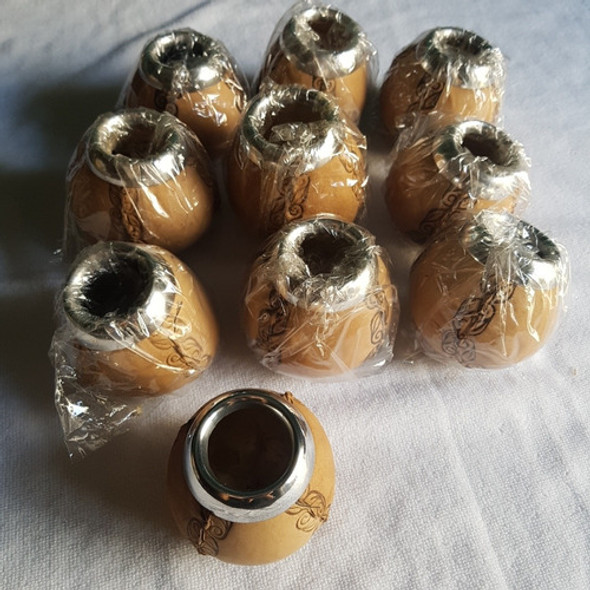 Lote De 10mates Calabaza Forrado En Cuero Badana Con Virola 0