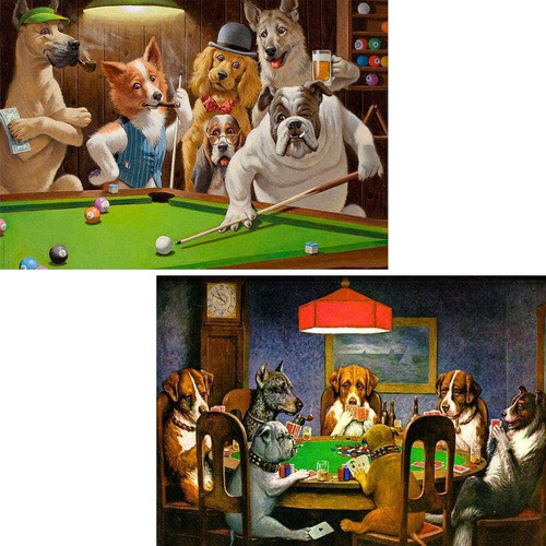 Kit Pintura Con Diamantes 5d 2 Cuadros Perros Jugando 30x40 0
