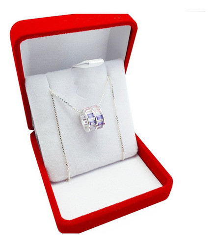 Collar Dona Colores Plata 925 Joyas Garantia 45cm 0