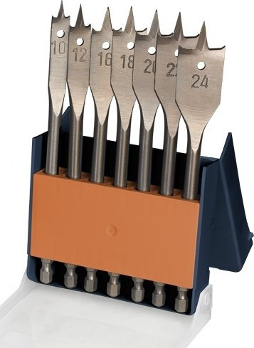 Kit 7 Mechas Planas Para Madera 10 A 24mm 1/4 En Estuche Kwb 1