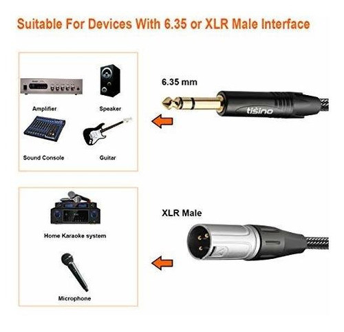 Cable Tisino De 1/4 A Xlr, Trenza De Nailon De Un Cuarto De 1