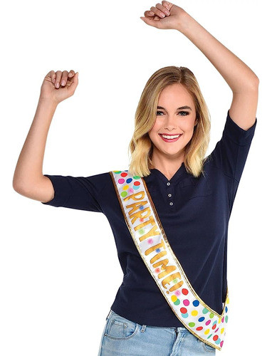 Rainbow Dots Party Time  Sash | Iluminar | 1 Pc 0