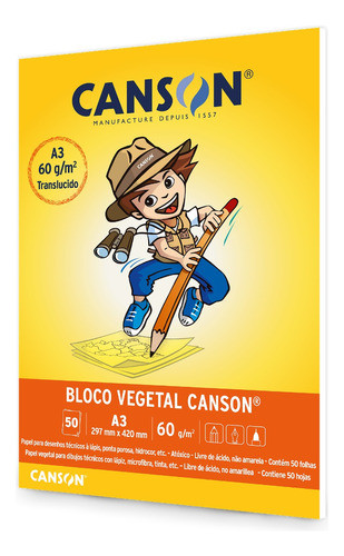 Papel Canson Vegetal Decalque Tatuagem A3 - 60g - 50 Folhas 0