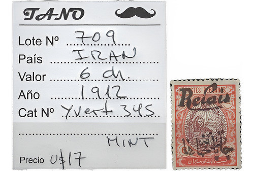Lote709 Asia Persia 6 Chahis Año 1912 Yvert# 345 Mint 0