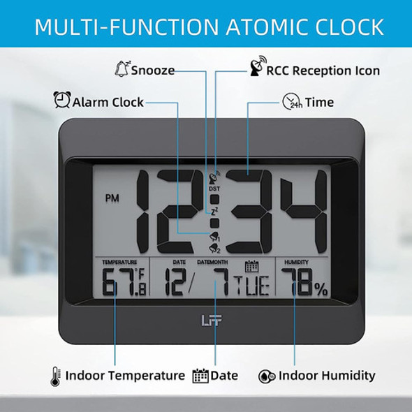 Reloj Atómico Lff Con Temperatura Y Humedad Interior, Reloj 1 Reloj Atómico Lff Con Temperatura Y Humedad Interior, Reloj 1