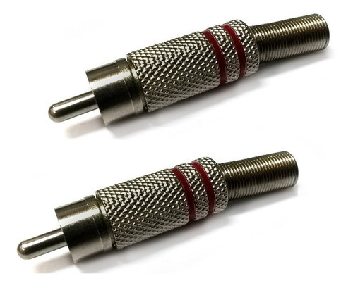 Combo 10 Fichas Conector Rca Macho Metalica Plateada Roja 0