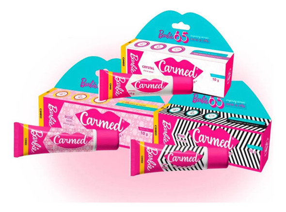 Carmed Barbie Kit Pink, Rose Gold E Crystal Efeito Gloss 10g 0