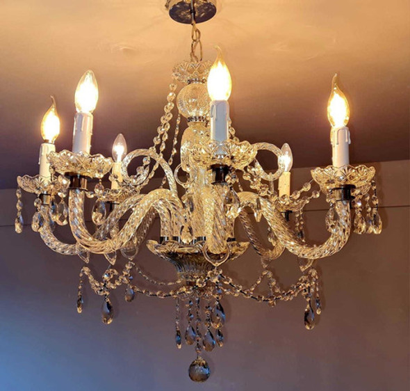 Araña Colgante De Vidrio Estilo Antigua 8 Luces Con Caireles 1 Araña Colgante De Vidrio Estilo Antigua 8 Luces Con Caireles 1