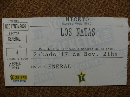 Entrada Recital Los Natas Hombre Montaña Niceto 17-11-2007 0