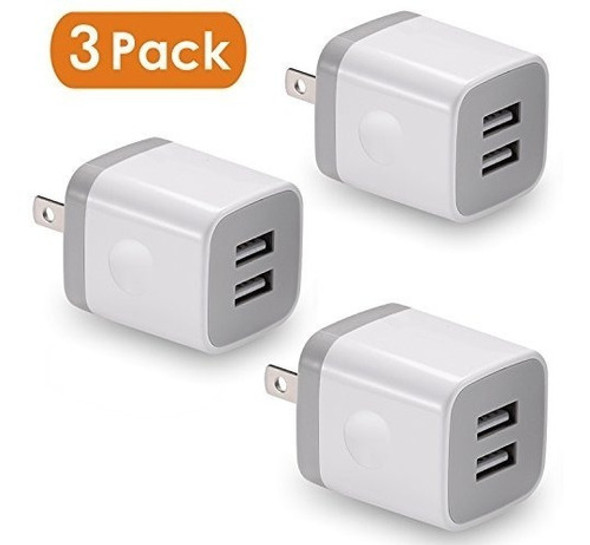 Cargador De Pared Usb, Best4one 3-pack 2.1a / 5v Puerto Dobl 0