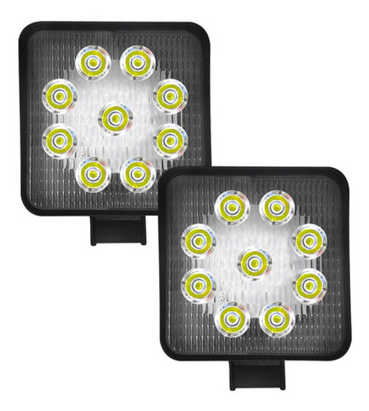 Juego X2 Faros Proyector 27w 9 Led Cuadrado 4x4 Moto Premium 0
