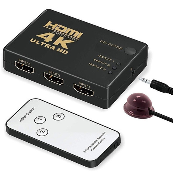Switch Hdmi Con Control Remoto Full Hd 4k 3d 3 A 1 Premium * 0
