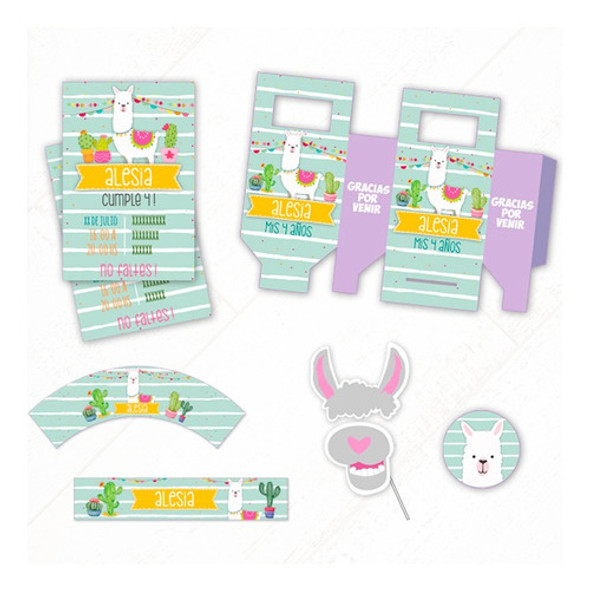 Llama Y Cactus #4 Kit + Props De Regalo-textos Editables 0