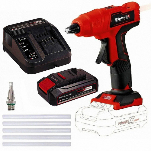 Pistola Silicona Inalambrica Einhell + Starter Kit 2.5ah 0