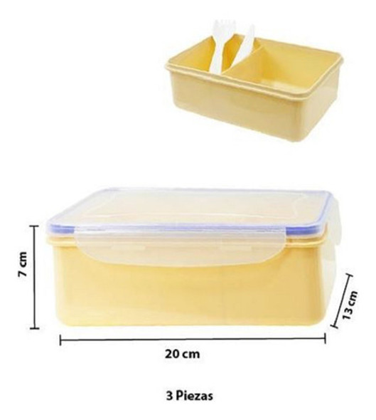 Vianda Con Divisiones Cierre Hermético Y Cubiertos 1