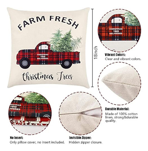 Juego De 4 Fundas De Almohada Navideñas De 18 X 18 Pulgadas, 1