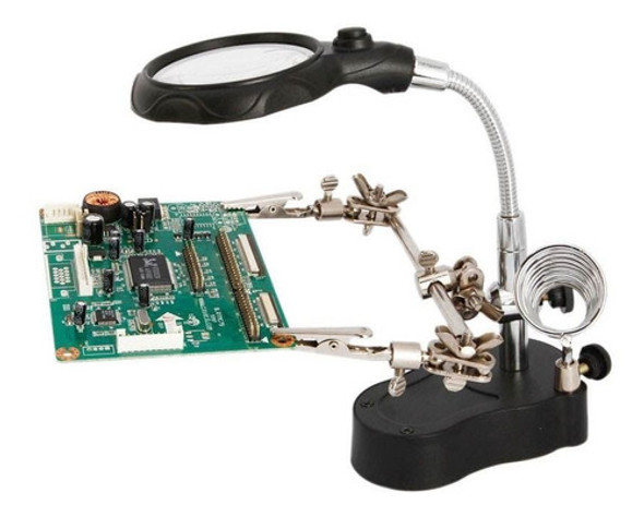 Lupa Regulable Luz Led Soporte Placas Cautin Pinzas 3,5/12x 1