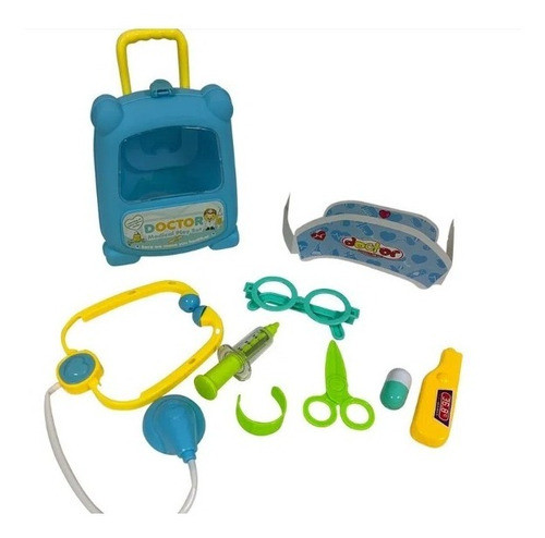 Set De Valija De Doctor Infantil 8 Piezas Con Ruedas Manija 0