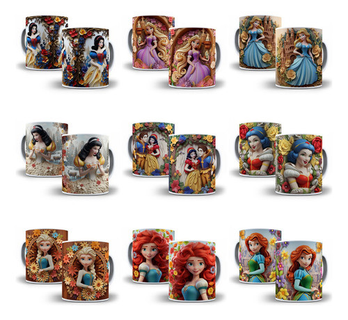 30 Artes Caneca Sublimação 3d Princesas Disney Em Jpg 1