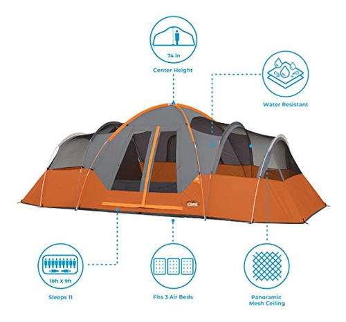 Carpa De Cúpula Extendida Core Para 11 Personas - 18' X 9' 1