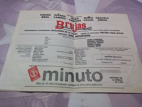 Programa Teatro Ateneo Brujas De Santiago Moncada 1992 1