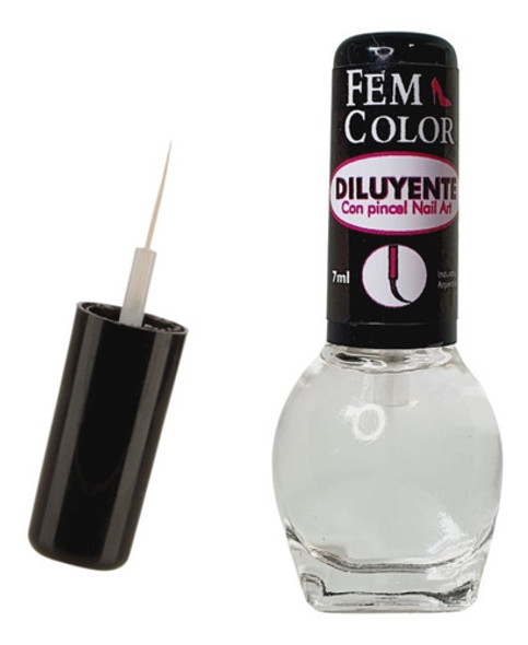 Pincel Nail Art Deco Precisión C/ Diluyente Femcolor 7ml 0
