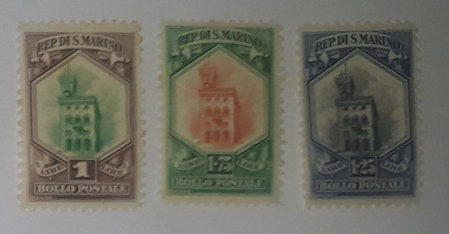 3 Selos Antigos San Marino -  Palacio Do Governo - 1929 0