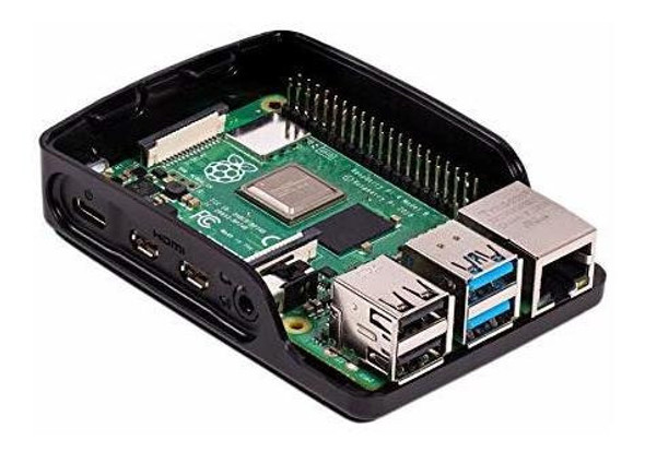 Funda Oficial Raspberry Pi Pi 4 - Negro / Gris, Rpi4-case-bg 1