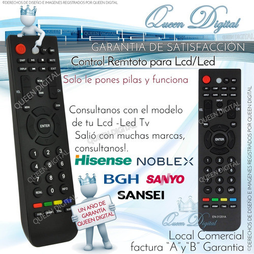 Control Remoto Er-31201 Para Bgh Hisense Philco Lcd Led Tv 1