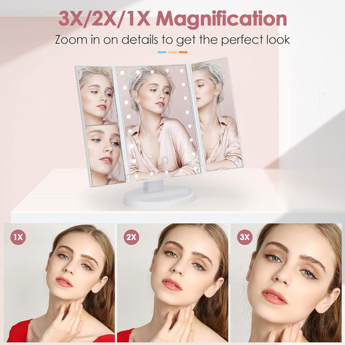 Tikenso Espejo De Tocador Tríptico Con Lucesespejo De Maquil 1