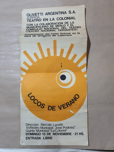 Antiguo Afiche Teatro Olivetti Argentina De 1970 1