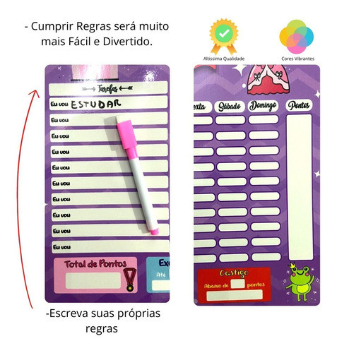 Quadro De Metal Regras Educativas Crianças Com Caneta E Imãs 1