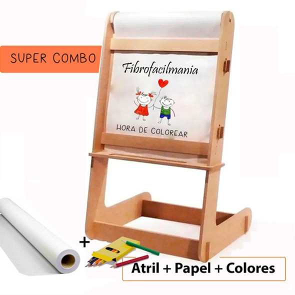 Pizarra Para Niño Niña - Atril De Mesa + Colores + Papel 0