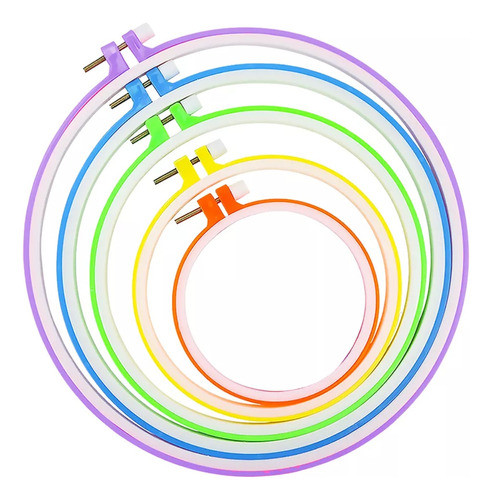 Kit 5 Bastidores Plastico Coloridos Com Tarraxa Para Bordado 0