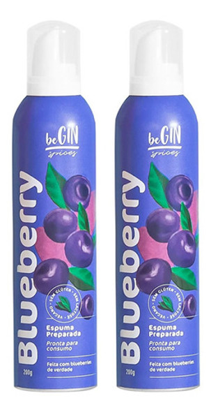 Kit 2 Espuma Para Drinks Em Spray Sabor Blueberry Begin 200g 0